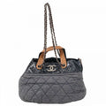 Chanel Tote Quilted in the Mix Leather Gray Silver 2-Way