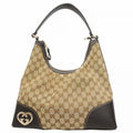Gucci Shoulder Bag GG Canvas Brown Champagne Gold