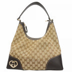 Gucci Shoulder Bag GG Canvas Brown Champagne Gold