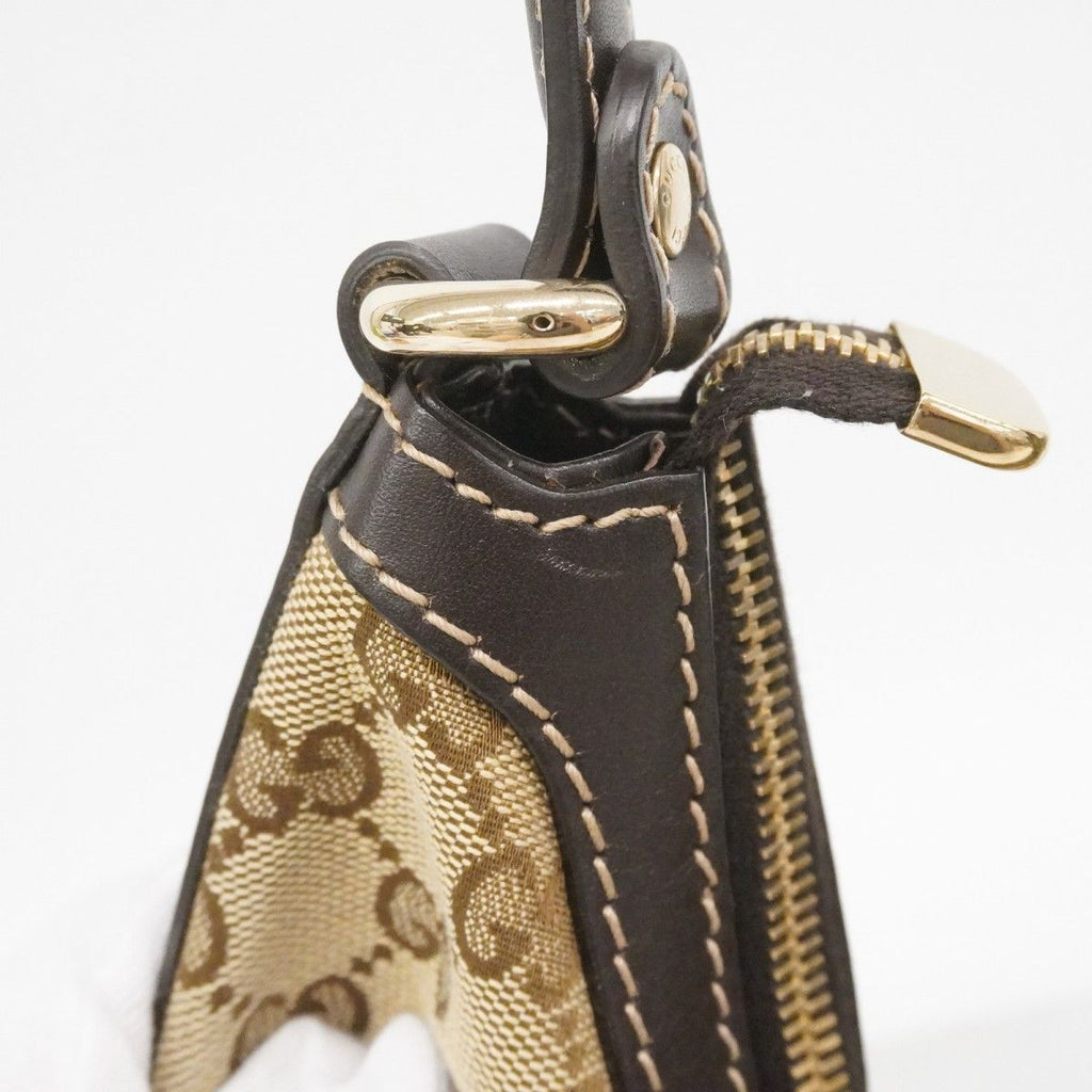 Gucci Shoulder Bag GG Canvas Brown Champagne Gold — view 9