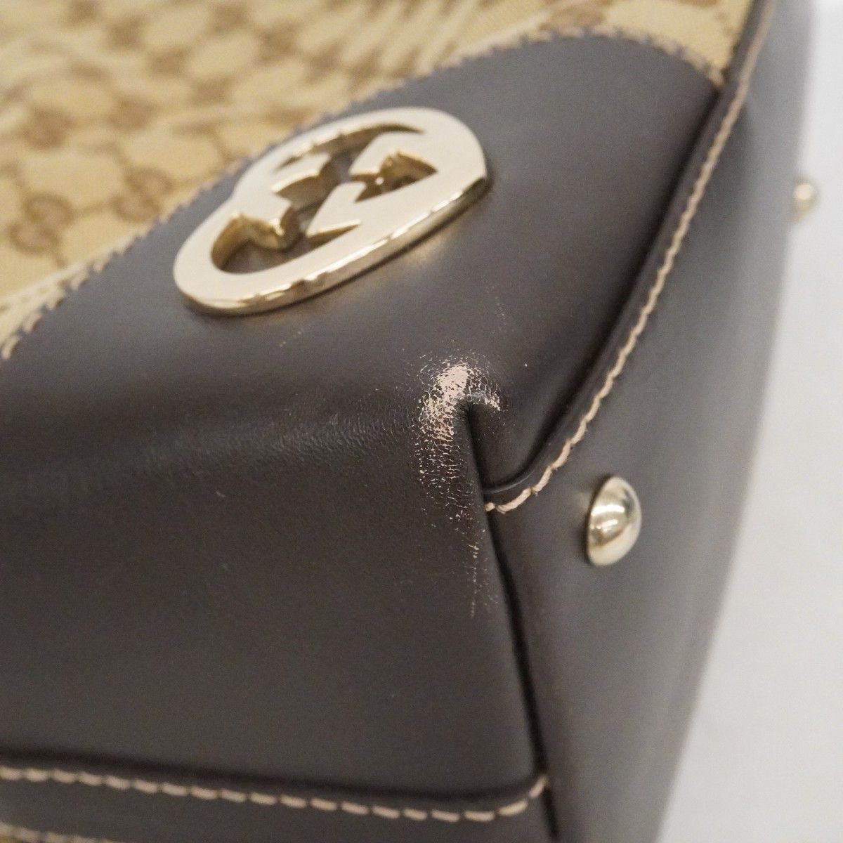Gucci Shoulder Bag GG Canvas Brown Champagne Gold — view 6