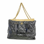 Chanel Tote Calfskin Black Beige Gold 2-Way