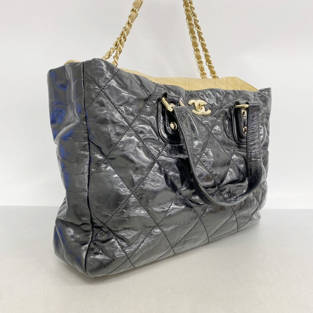 Chanel Tote Calfskin Black Beige Gold 2-Way — view 2