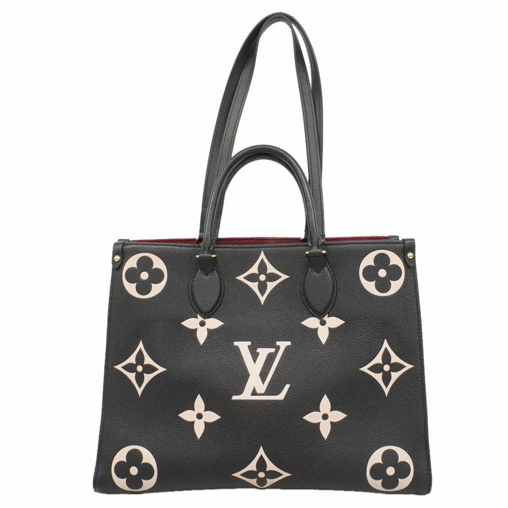 Louis Vuitton Tote Monogram Empreinte Bicolor On The Go MM Black Beige 2-Way