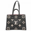Louis Vuitton Tote Monogram Empreinte Bicolor On The Go MM Black Beige 2-Way