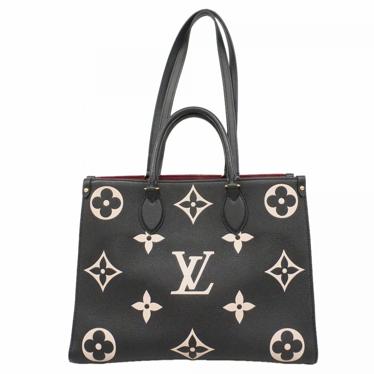 Louis Vuitton Tote Monogram Empreinte Bicolor On The Go MM Black Beige 2-Way
