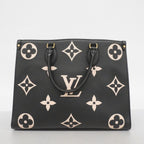 Louis Vuitton Tote Monogram Empreinte Bicolor On The Go MM Black Beige 2-Way — view 9