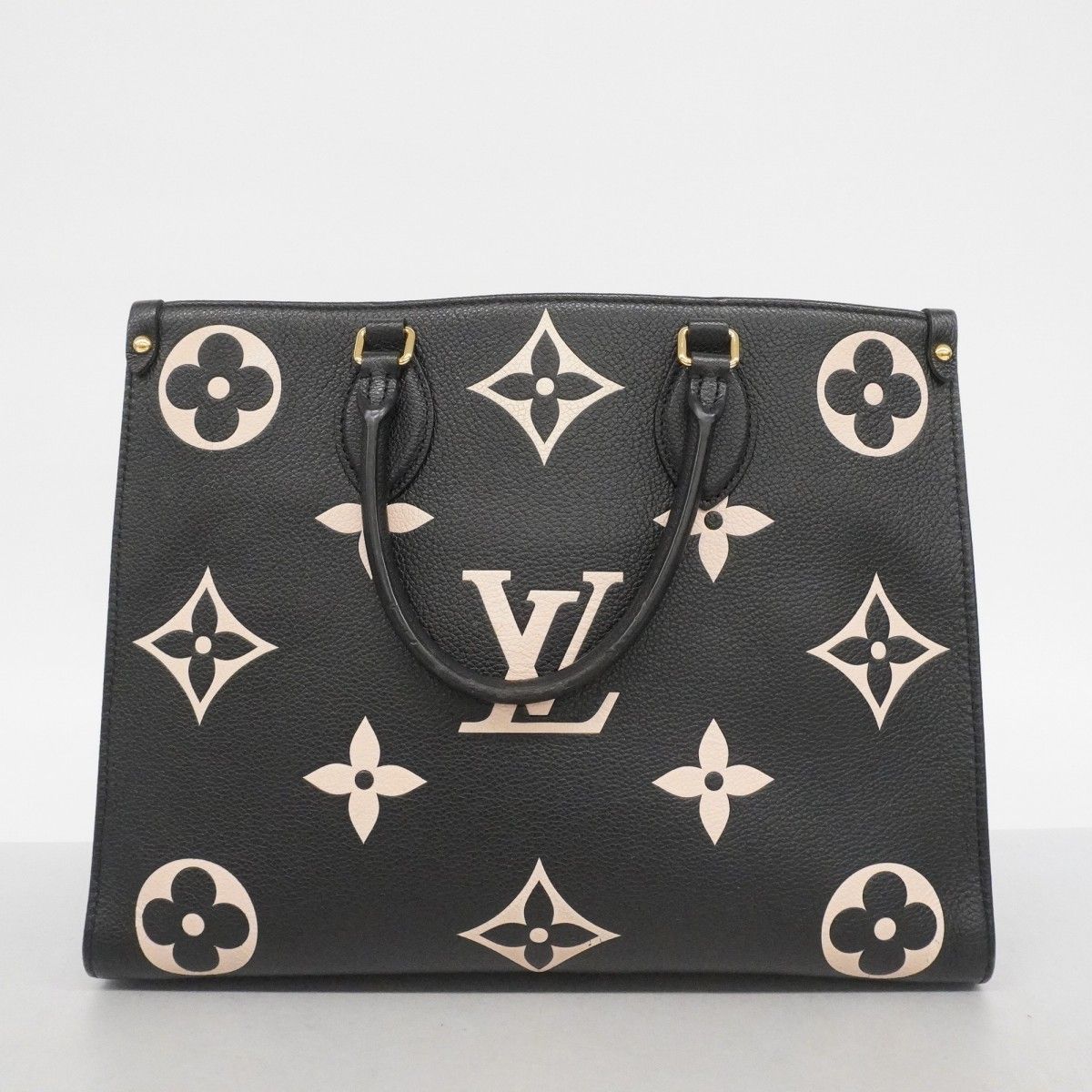 Louis Vuitton Tote Monogram Empreinte Bicolor On The Go MM Black Beige 2-Way — view 9