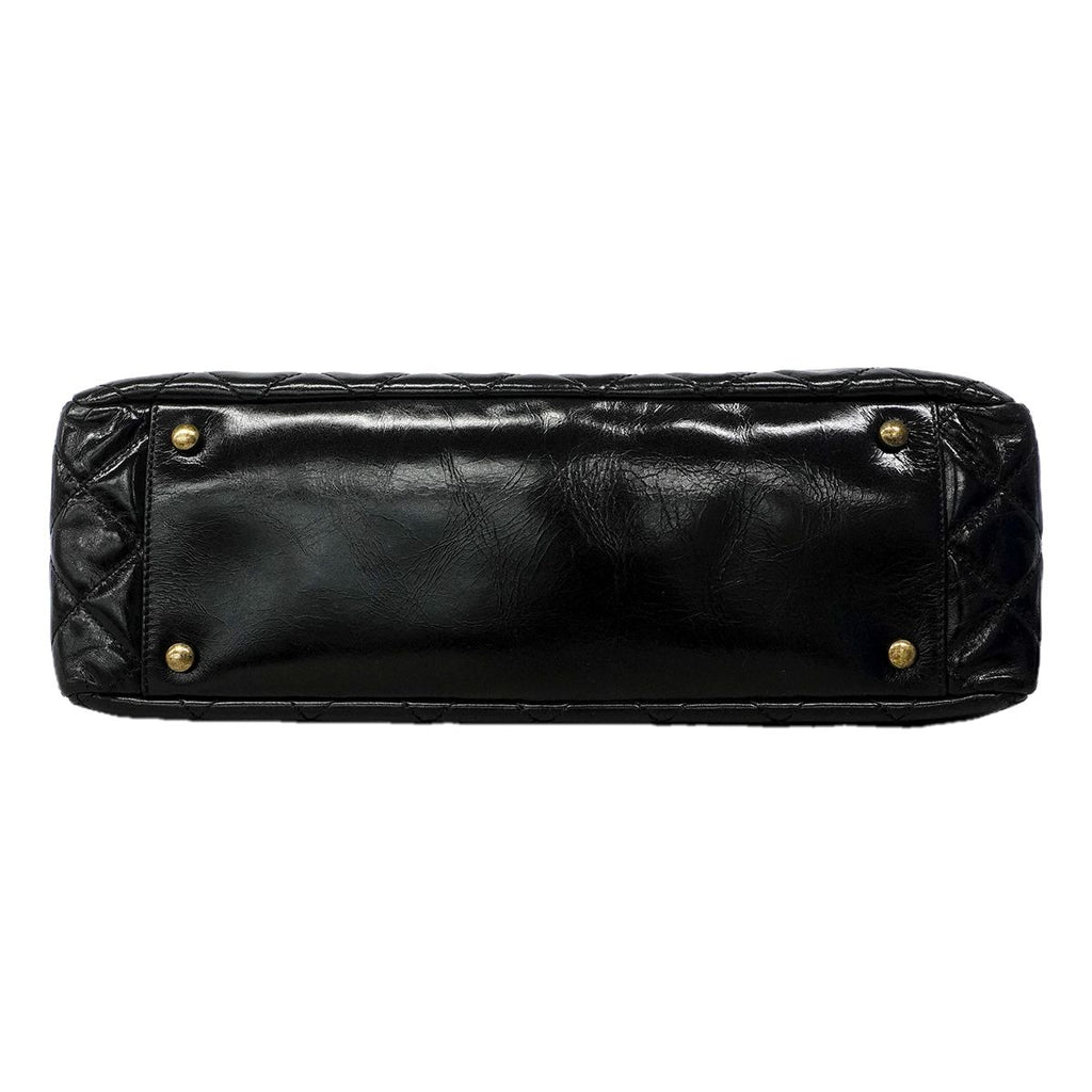 Chanel Handbag Quilted Leather Black Gold 2-Way — view 3