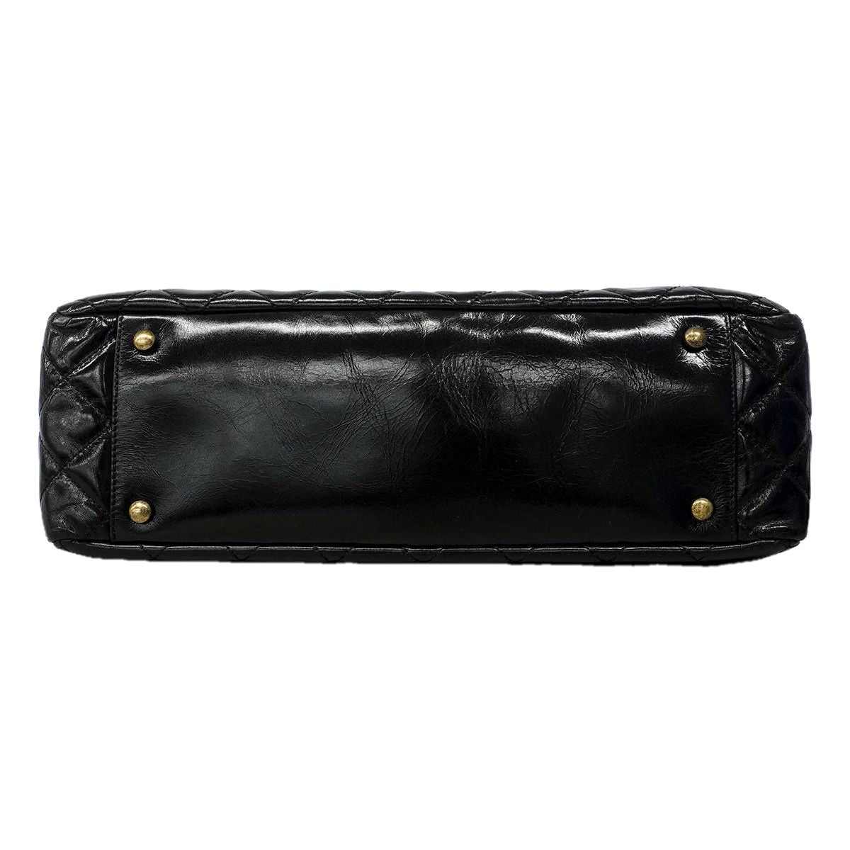 Chanel Handbag Quilted Leather Black Gold 2-Way — view 3