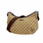 Gucci Shoulder Bag GG Canvas Brown Silver