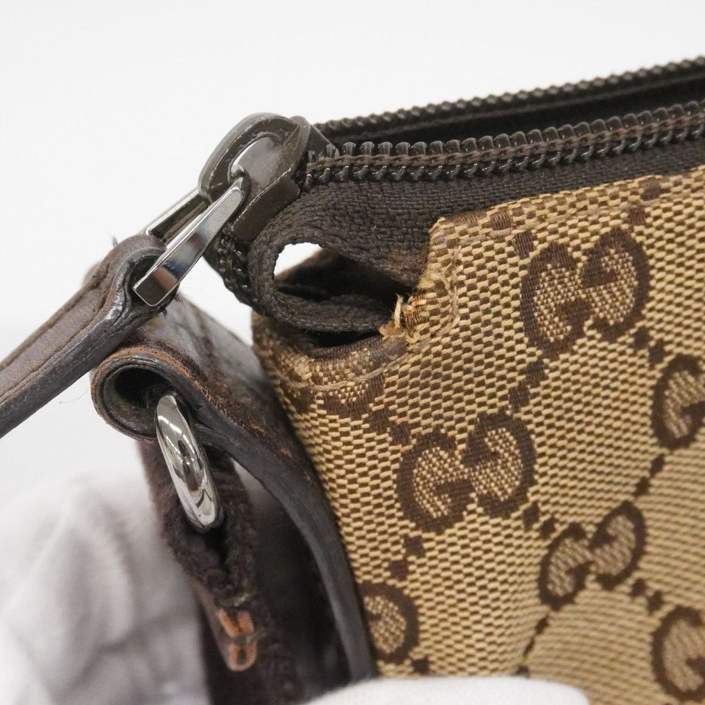 Gucci Shoulder Bag GG Canvas Beige Brown Silver — view 6