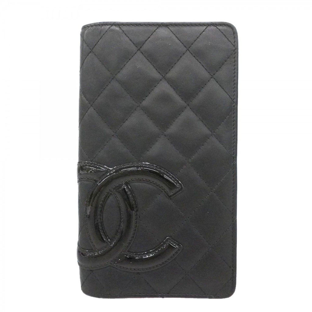 Chanel Wallet Cambon Lambskin Black Pink Silver
