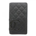 Chanel Wallet Cambon Lambskin Black Pink Silver