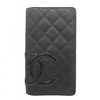 Chanel Wallet Cambon Lambskin Black Pink Silver