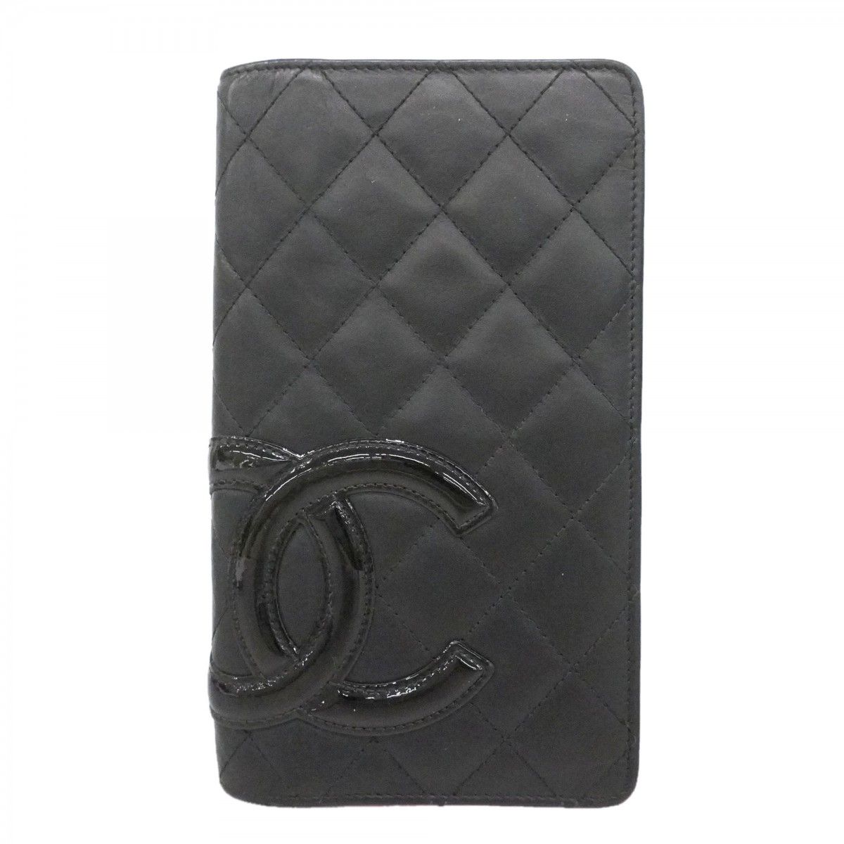 Chanel Wallet Cambon Lambskin Black Pink Silver