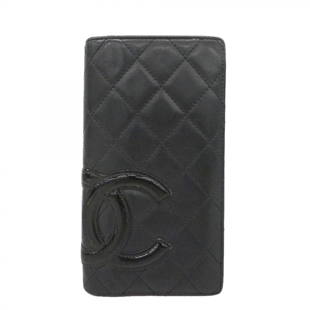 Chanel Wallet Cambon Lambskin Black Silver