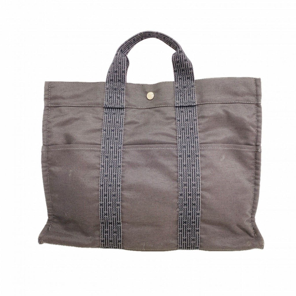 Hermes Tote Her Line MM Canvas Gray Silver