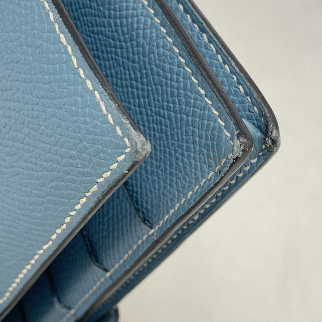 Hermes Wallet Bearn Souffle Veau Epsom Blue Jean Silver — view 7
