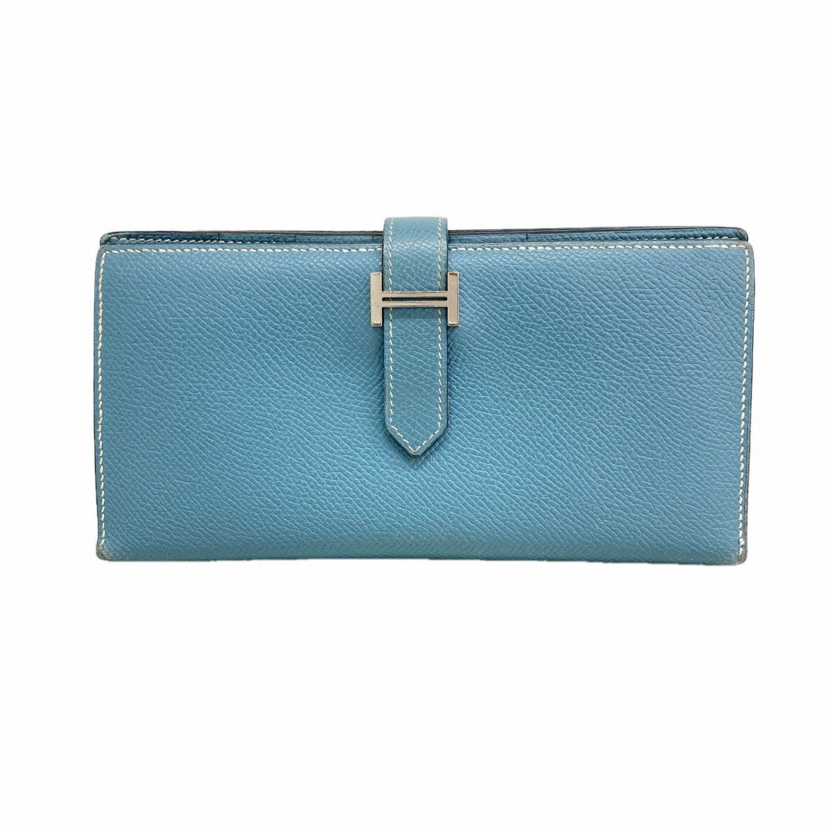 Hermes Wallet Bearn Souffle Veau Epsom Blue Jean Silver