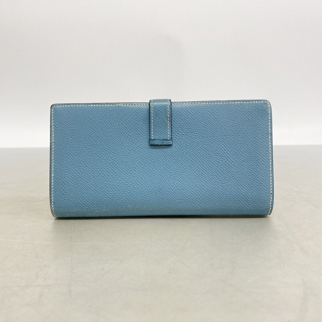 Hermes Wallet Bearn Souffle Veau Epsom Blue Jean Silver — view 9