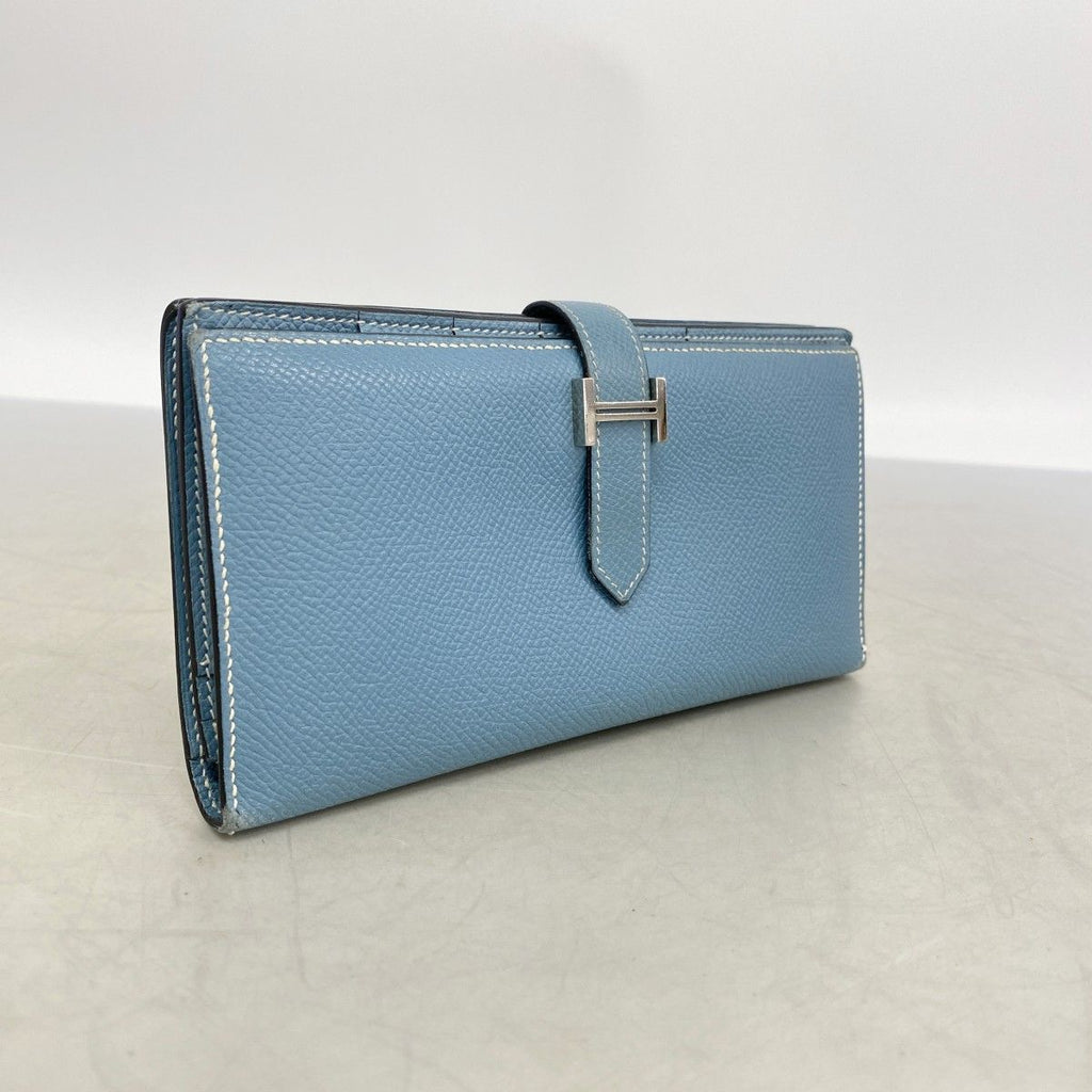 Hermes Wallet Bearn Souffle Veau Epsom Blue Jean Silver — view 2