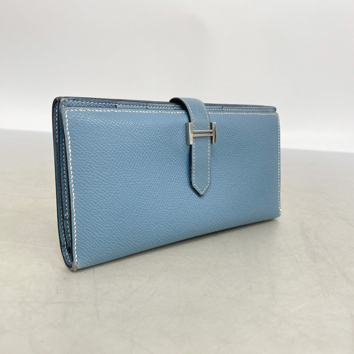 Hermes Wallet Bearn Souffle Veau Epsom Blue Jean Silver — view 2