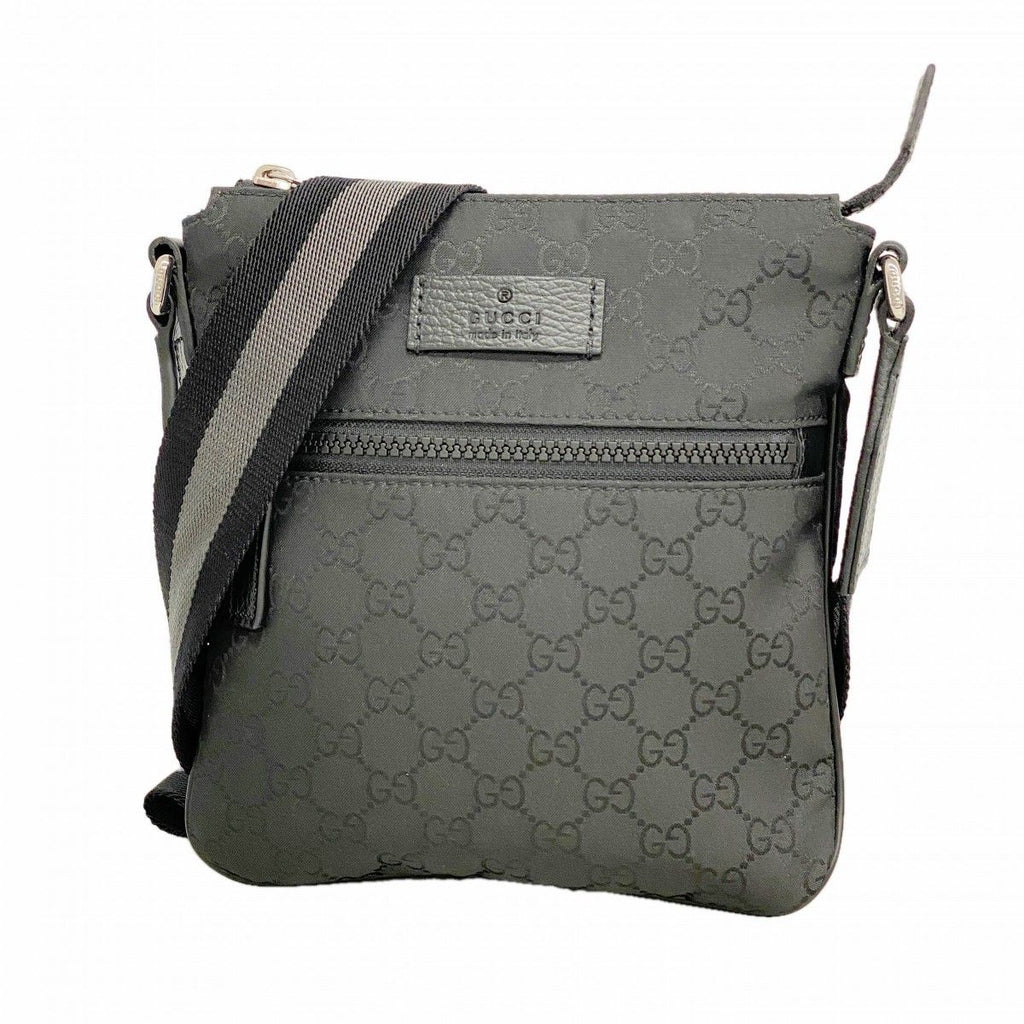 Gucci Shoulder Bag GG Nylon Black Silver