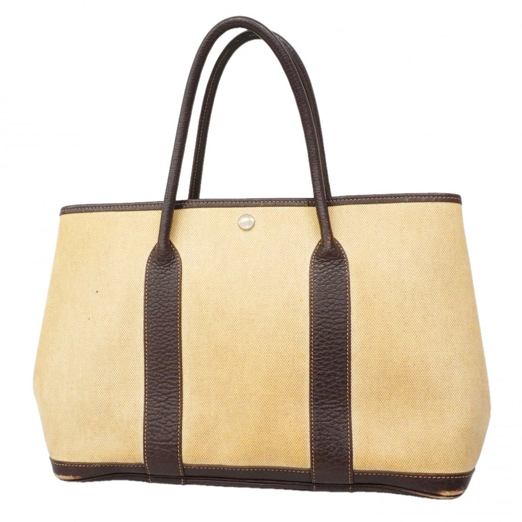 Hermes Tote Garden Party PM Toile Ash Brown Silver