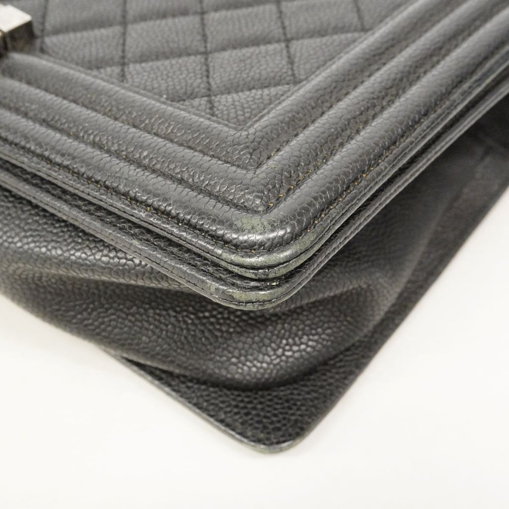 Chanel Shoulder Bag Boy Caviar Leather Black Silver — view 6