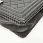 Chanel Shoulder Bag Boy Caviar Leather Black Silver — view 6
