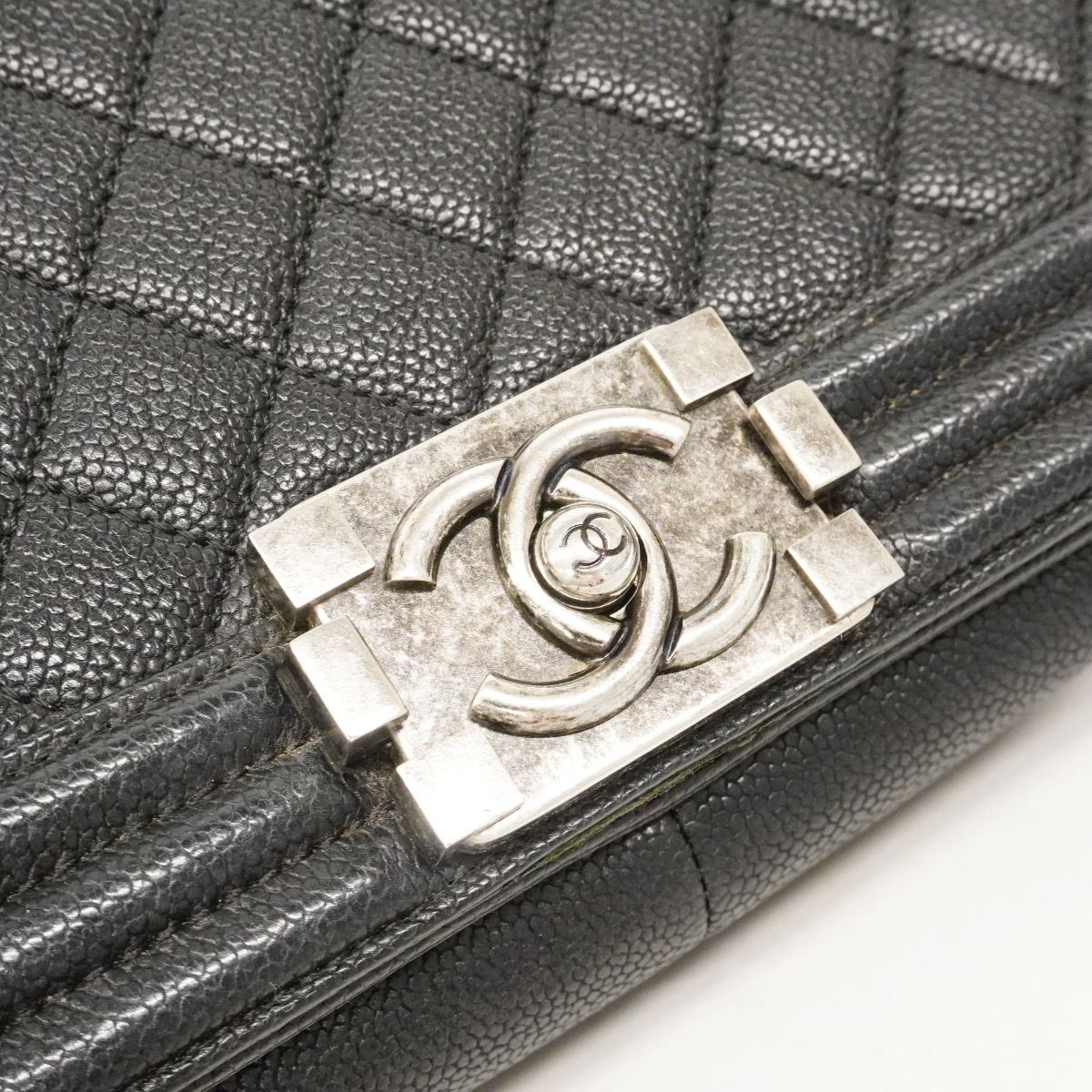 Chanel Shoulder Bag Boy Caviar Leather Black Silver — view 9