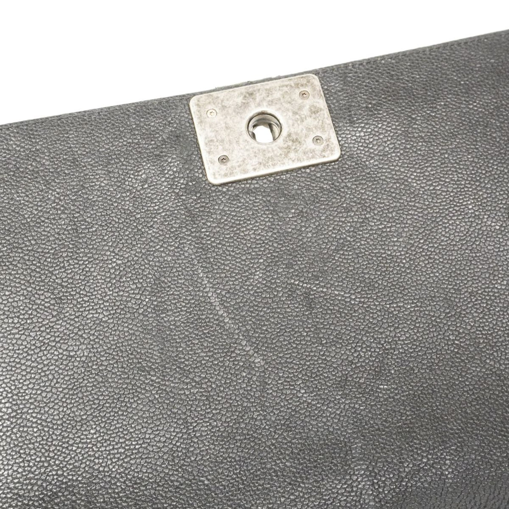 Chanel Shoulder Bag Boy Caviar Leather Black Silver — view 8