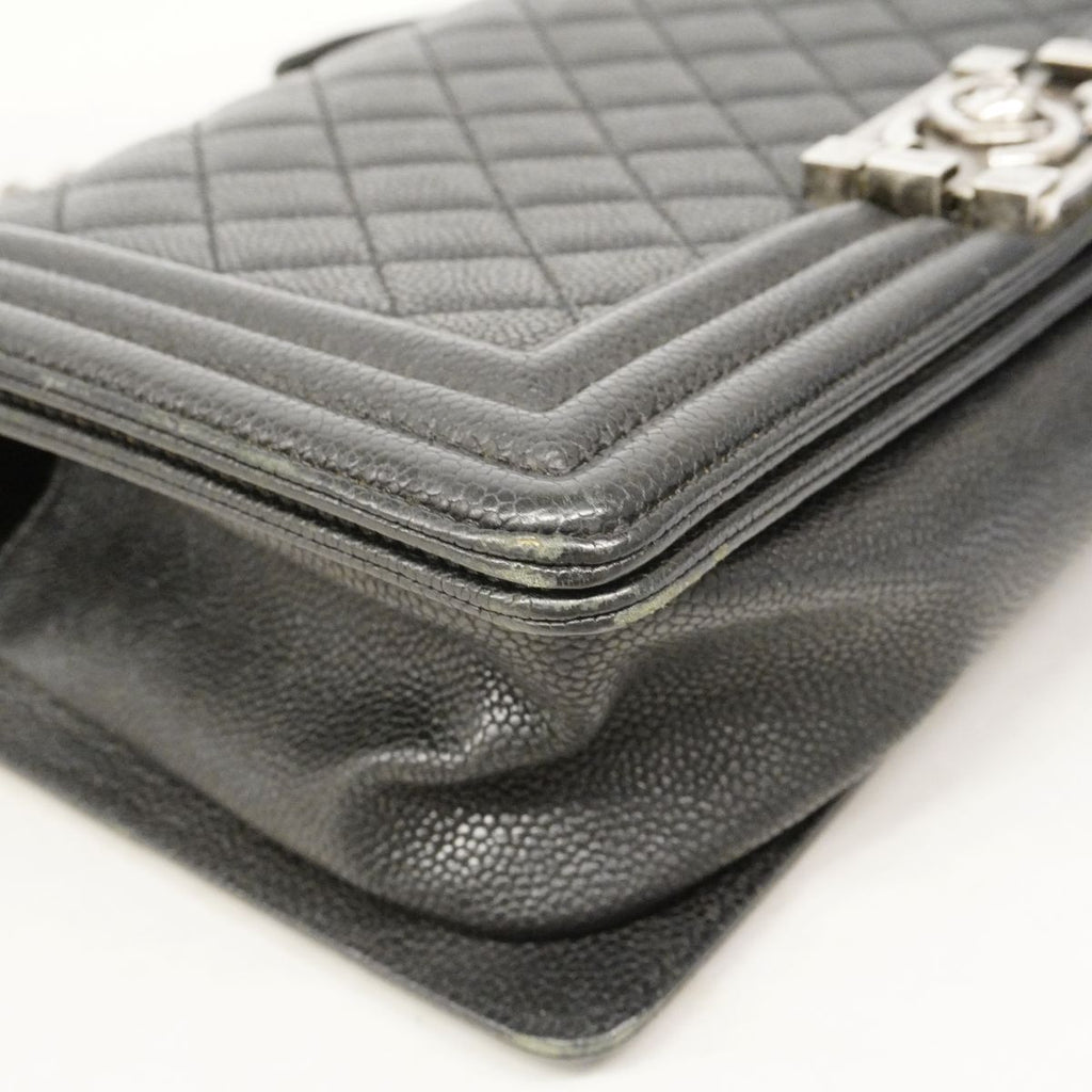 Chanel Shoulder Bag Boy Caviar Leather Black Silver — view 7