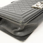 Chanel Shoulder Bag Boy Caviar Leather Black Silver — view 7