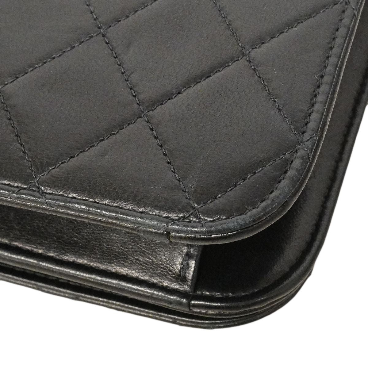 Chanel Shoulder Bag Quilted Lambskin Black Gold — view 6