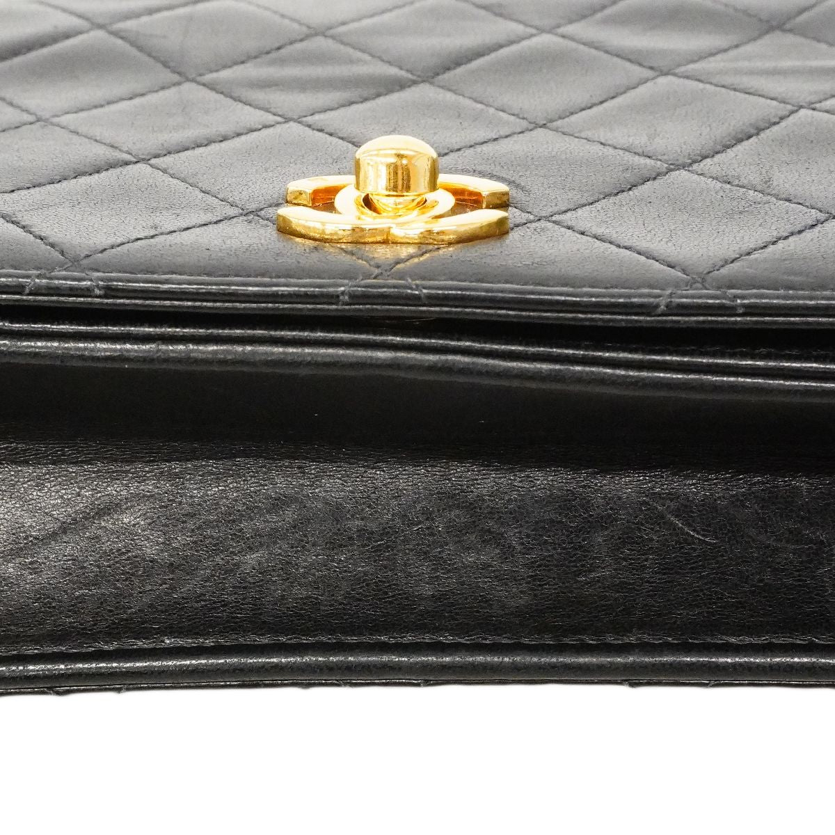 Chanel Shoulder Bag Quilted Lambskin Black Gold — view 7