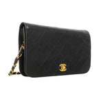 Chanel Shoulder Bag Quilted Lambskin Black Gold — view 2