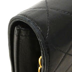 Chanel Shoulder Bag Quilted Lambskin Black Gold — view 8