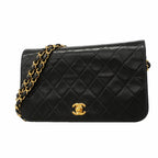 Chanel Shoulder Bag Quilted Lambskin Black Gold