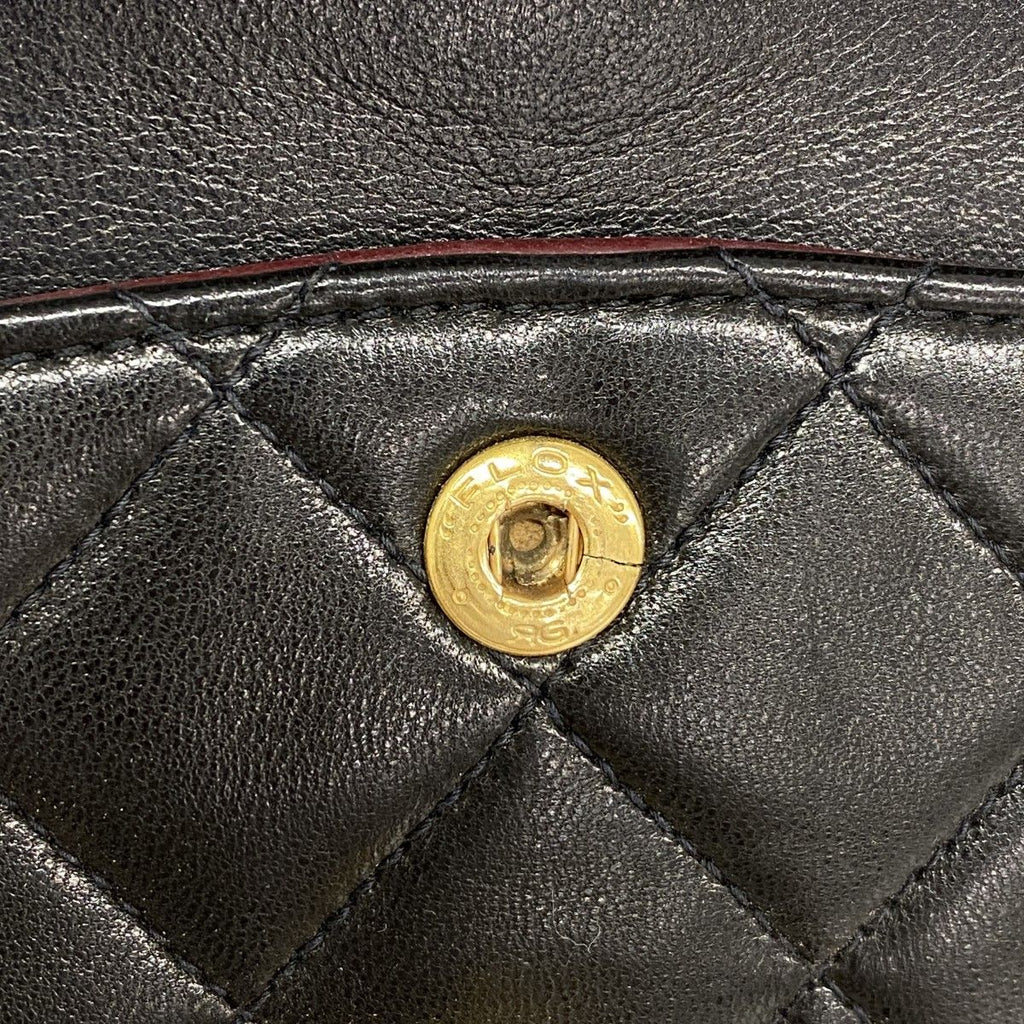 Chanel Shoulder Bag Quilted Lambskin Black Gold — view 6