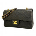 Chanel Shoulder Bag Quilted Lambskin Black Gold