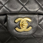 Chanel Shoulder Bag Quilted Lambskin Black Gold — view 7