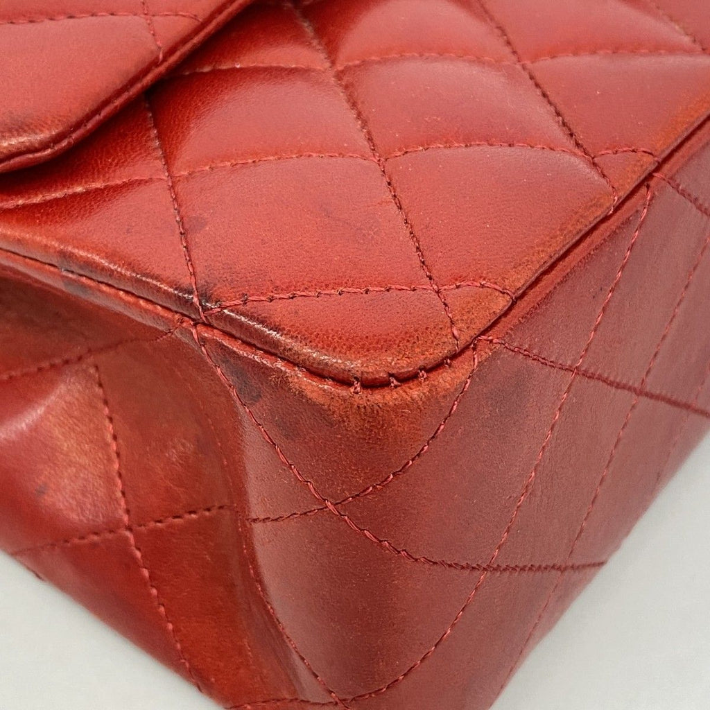 Chanel Shoulder Bag Quilted Lambskin Red Silver — view 6