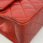 Chanel Shoulder Bag Quilted Lambskin Red Silver — view 6