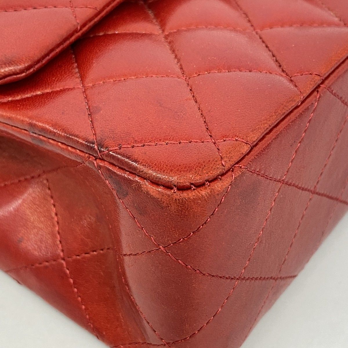 Chanel Shoulder Bag Quilted Lambskin Red Silver — view 6