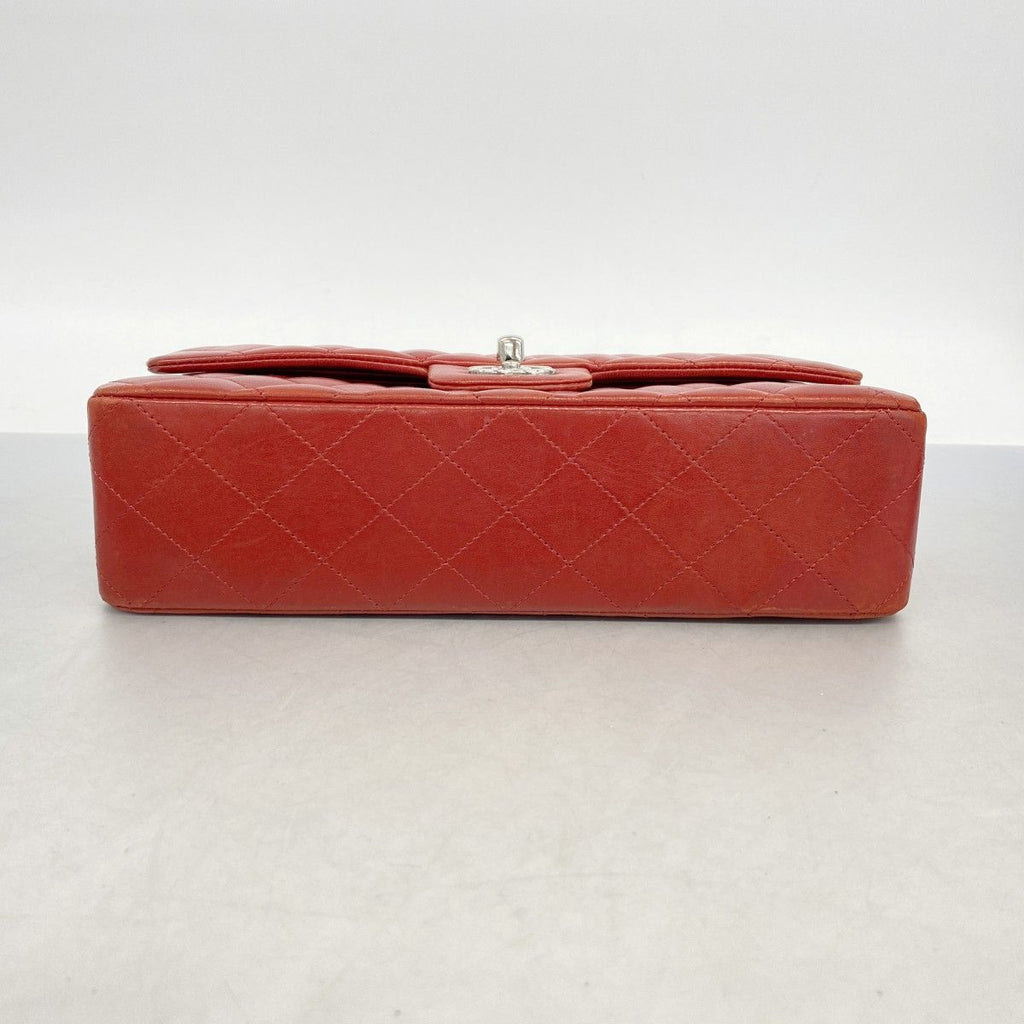 Chanel Shoulder Bag Quilted Lambskin Red Silver — view 3