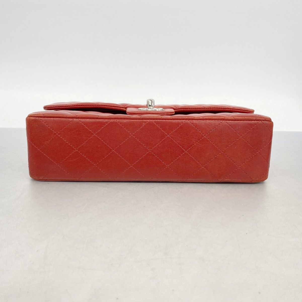 Chanel Shoulder Bag Quilted Lambskin Red Silver — view 3