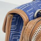 Fendi Shoulder Bag Double Bucket Leather Denim Blue Brown Silver — view 7