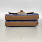 Fendi Shoulder Bag Double Bucket Leather Denim Blue Brown Silver — view 3